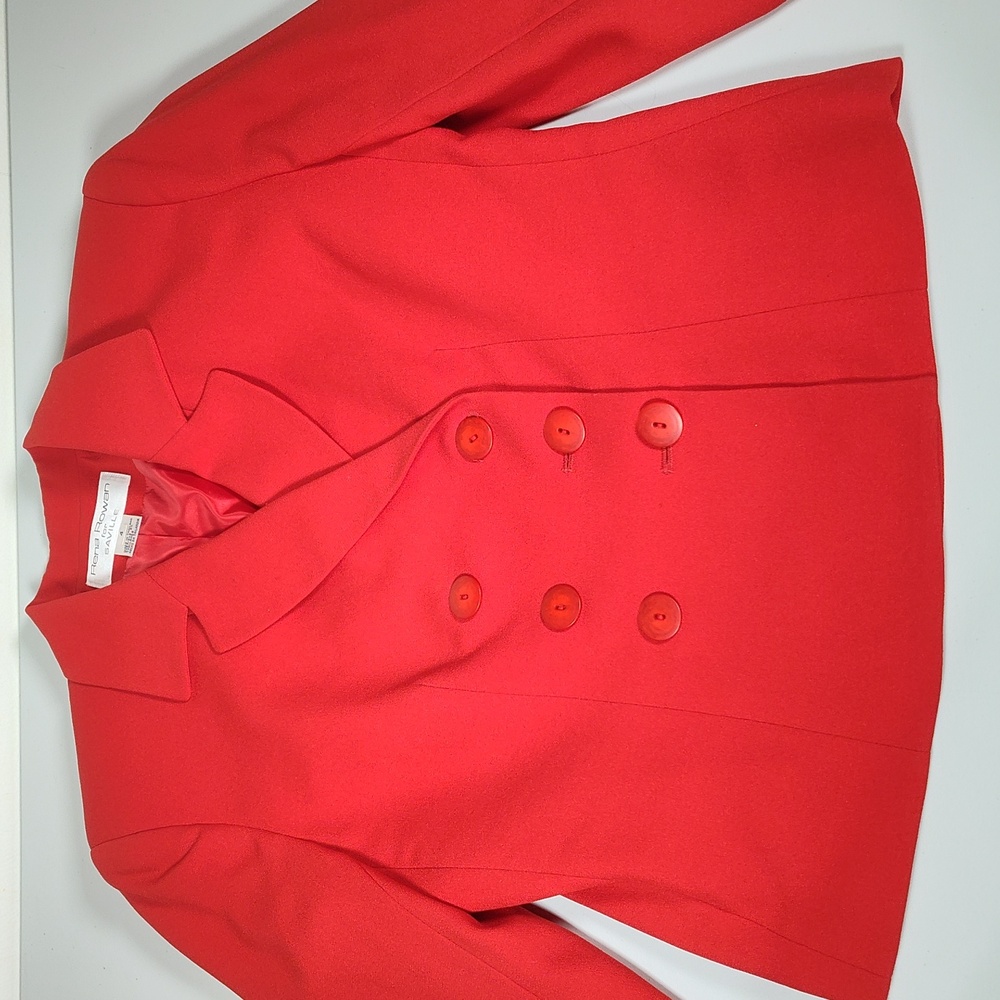 Vintage Rena Rowan for Saville bright red double breasted blazer jacket 4 - Picture 4 of 13